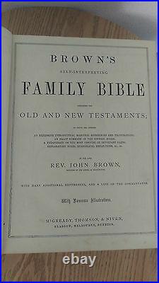 Vintage Old Family Holy Bible Numerous and Illustrations 1877 by Rev. John Brown