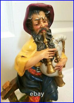 Vintage Old Man w Flute Bag Christmas Nativity Large Figure Statue
