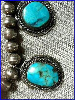 Vintage Old Pawn Navajo Turquoise Station Pendant with Navajo Pearls