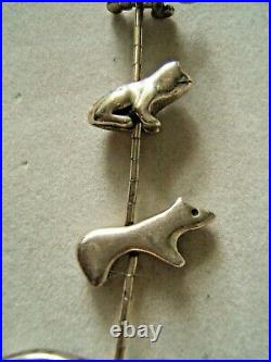 Vintage Old Pawn Sterling Silver Necklace Animals Fetish Navajo