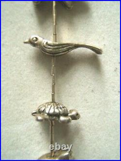 Vintage Old Pawn Sterling Silver Necklace Animals Fetish Navajo