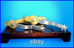 Vintage Old Unmarked Aluminum Cowboy Spurs with Leather Straps, Awesome Find