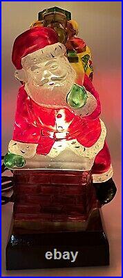 Vintage Old World Christmas Santa in Claus Chimney Light Hand Painted Glass