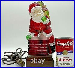Vintage Old World Christmas Santa in Claus Chimney Light Hand Painted Glass