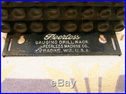 Vintage Peerless Gauging Machinist Drill Bit Rack Index 1912 Racine 1/16-1 Old