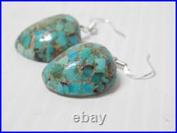 Vintage Santo Domingo Indian Sterling Silver Turquoise Shell Earrings Old