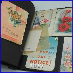 Vintage Scrapbook Album with 17 Pages Get Well Old Greeting Cards Inside