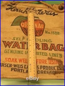 Vintage Water Bag Hirsch Weis Canvas GM Chevrolet Car Pickup Truck Accessory Old