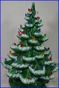 Vntg Signed 1966 Flocked Ceramic Christmas Tree 16 Atlantic Mold Beautiful OLD