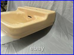 Vtg Mid Century Cramic Sun Tan Porcelain Bath Wall Sink Old Standard 24-18E