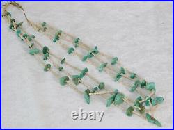 Vtg Old Navajo Heishi Turquoise Shell Bead 3 Strand Necklace 30